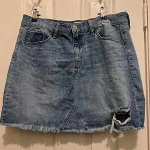 SO Light Blue Distressed Denim Mini Skirt